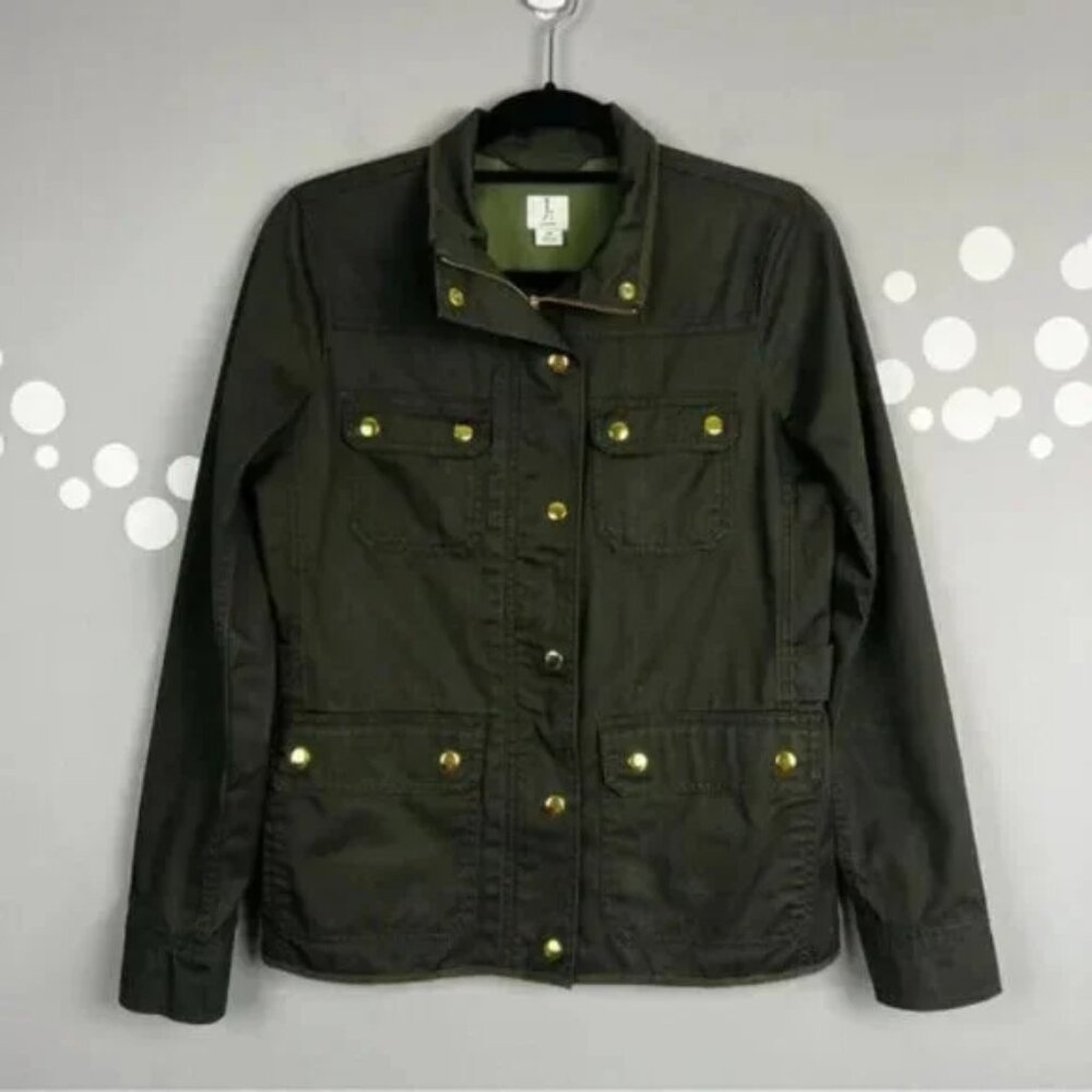 J. by J. Crew Downtown Field Jacket Size XS Olive Green Utility Military Style